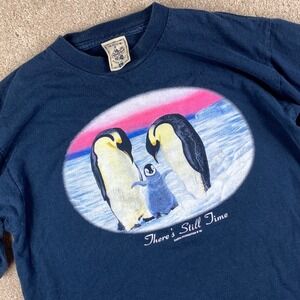 Vintage Earth Foundation Penguin Family "Theres Still Time" '99 Mens L USA